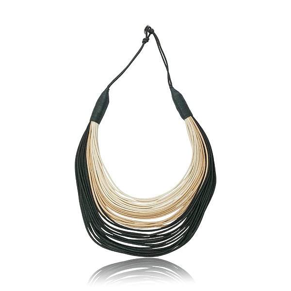 Colar Design Natural fios de algodão tricolor CO 1307