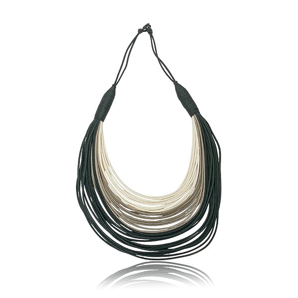 Colar Design Natural fios de algodão tricolor CO 1307