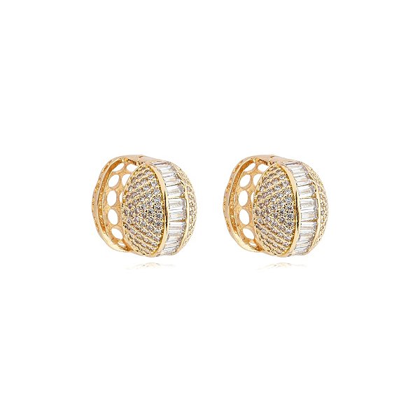 Brinco argolinha zircônia ouro semijoia 18K17049
