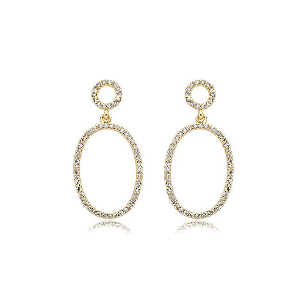 Brinco zircônia ouro semijoia 19K07089