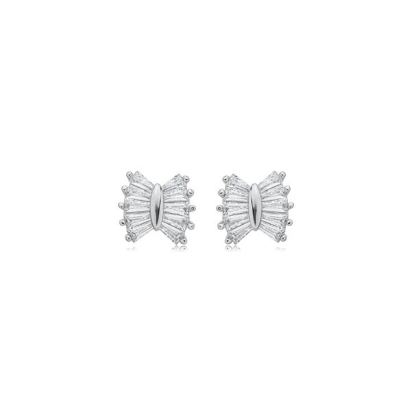 Brinco lacinho zircônia ródio semijoia 17K13017