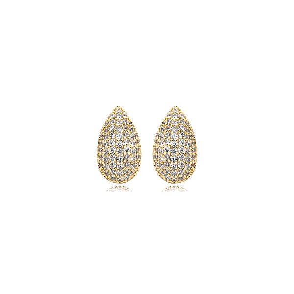 Brinco gota zircônia ouro semijoia 18K08050