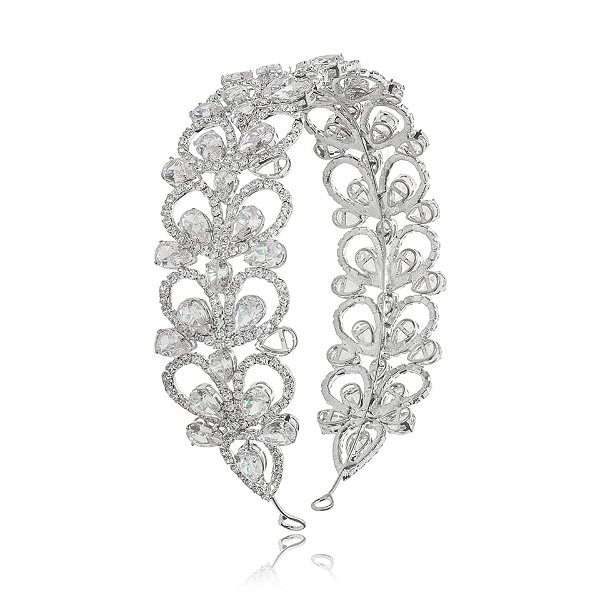 Tiara coroa noiva cristais gota ródio semijoia