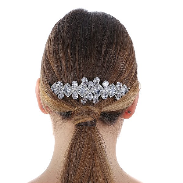 Tiara porta coque noiva cristais ródio semijoia