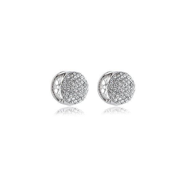 Brinco argolinha redonda strass ródio semijoia 11a11086
