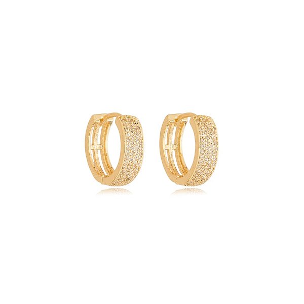 Brinco argolinha zircônia ouro semijoia 18k10019