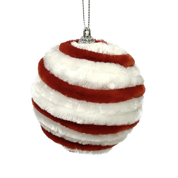 Bola de Natal Felpuda Vermelho e Branca
