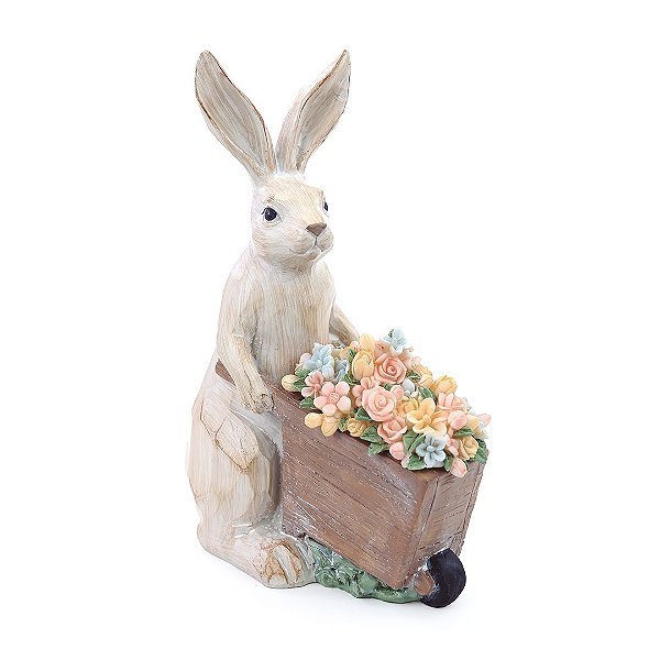 Coelho de Páscoa com Carriola de Flor