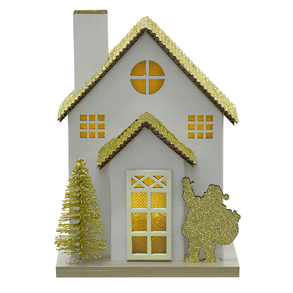 Casinha de Natal Branca e Dourada