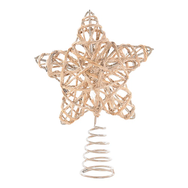 Ponteira de Árvore de Natal - Estrela de Natal em Rattan