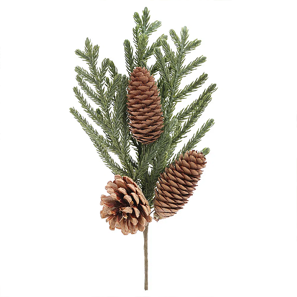 Galho de Natal Pinheiro Natural com Pinhas