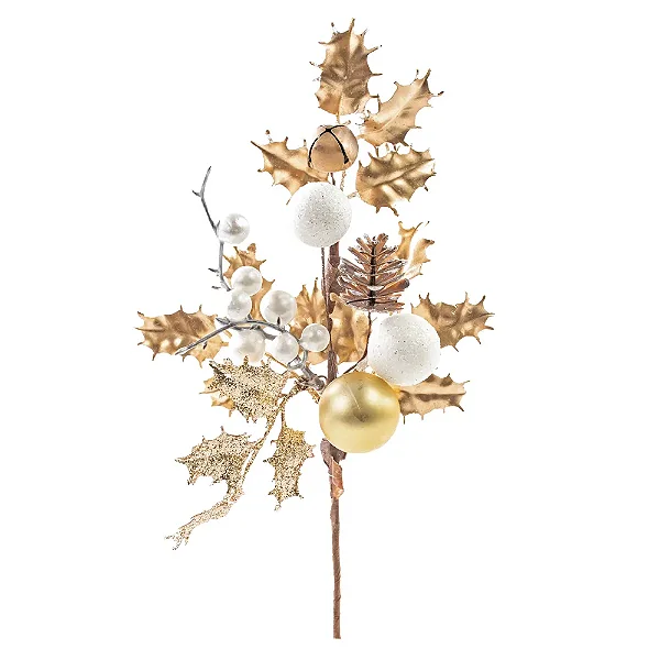 Pick de Natal com Pinhas e Azevinho Dourado