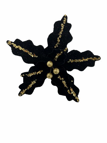 Flor de Natal Poinsétia Preta & Dourada