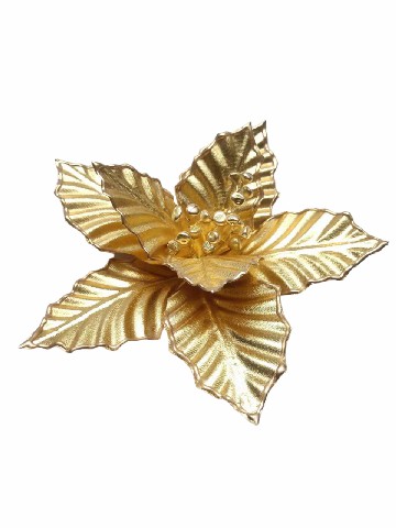 Flor de Natal - Poinsétia Decorativa Dourada