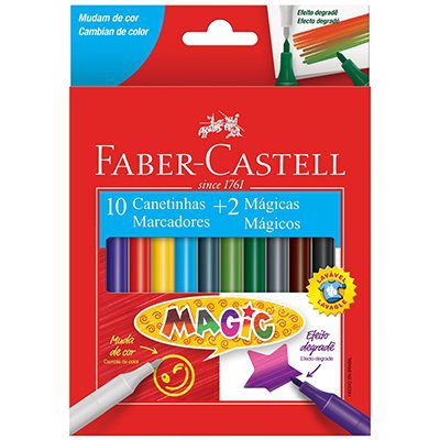 Caneta Hidrografica 10 cores 2 mágicas 15.0112MZF Faber Castell