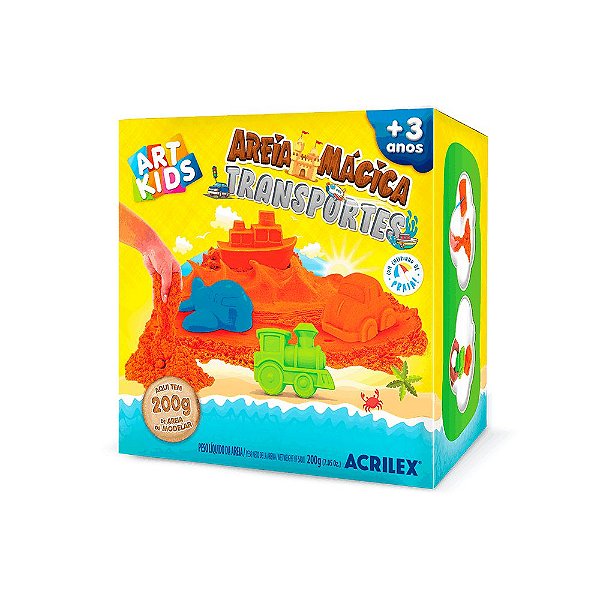 Kit Areia Mágica Brincando Transportes Art Kids Acrilex