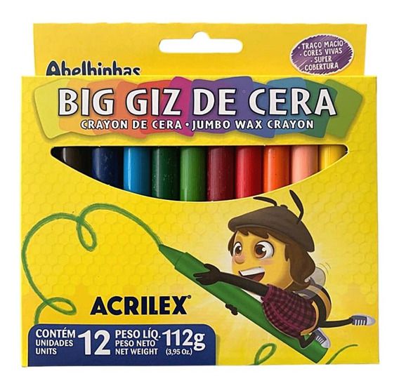 Giz de cera 12 cores Gizão Big 09111 Acrilex