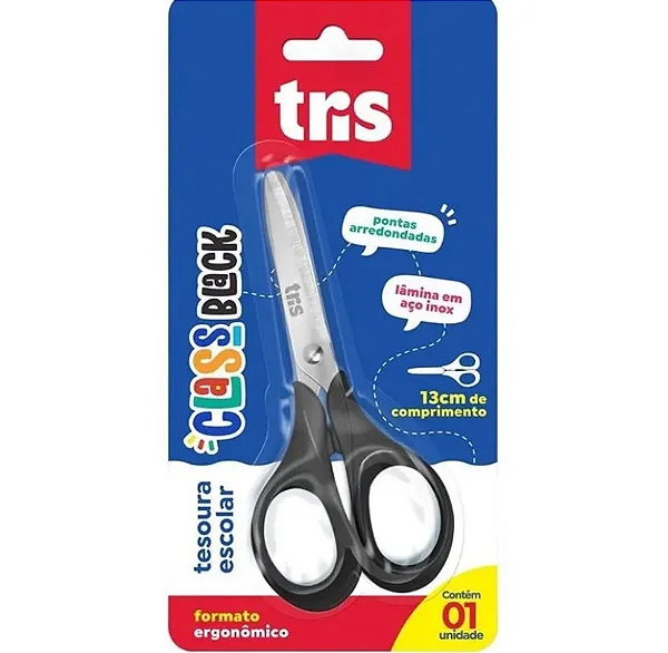 Tesoura Escolar Class Black Tris