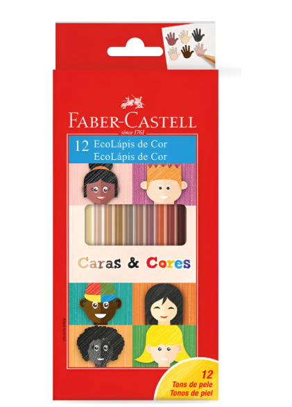 Lápis de Cor Caras e Cores 12 Cores Tons de Pele Faber-Castell