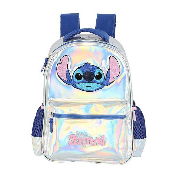 Mochila Luxcel Stitch Infantil Prata Holografica