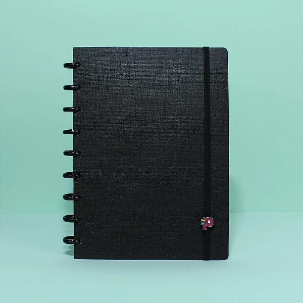 Caderno Disco All Black Médio Universitário Popdisc