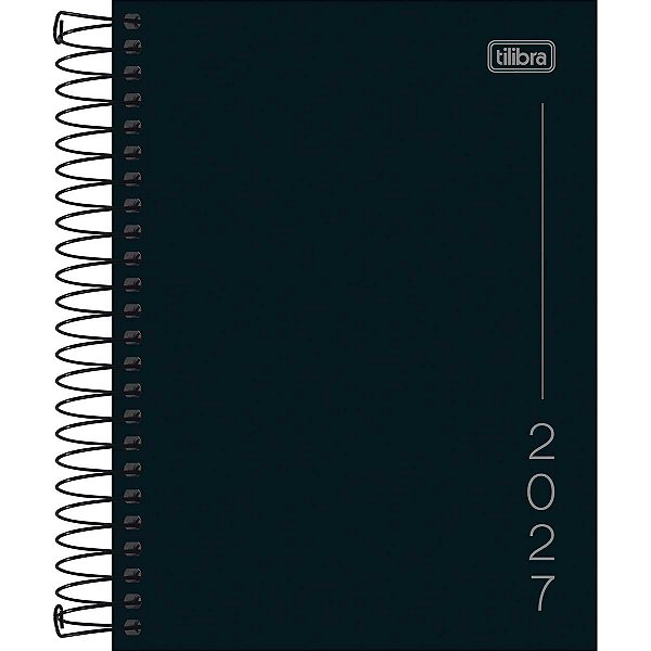 Agenda Espiral Diária 11,7x16,4cm Pepper Preta 2027 Tilibra