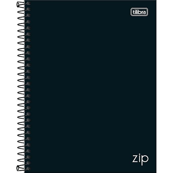 Caderno Espiral Capa Dura Universitário 10 Matérias Zip Preto 160 Folhas