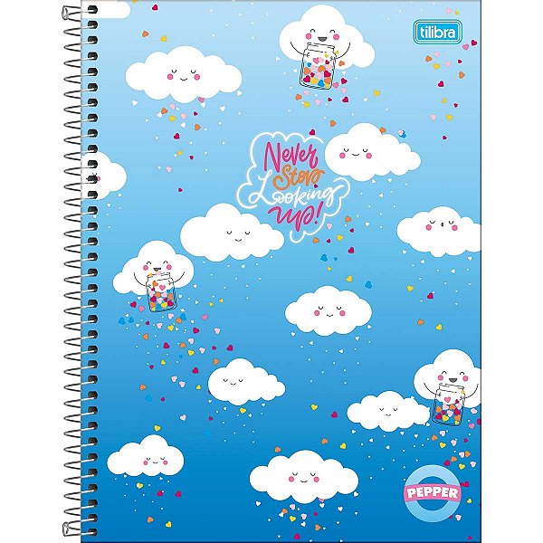 Caderno Espiral Capa Dura Universitário 10 Matérias Pepper Feminino 160 Folhas Tilibra