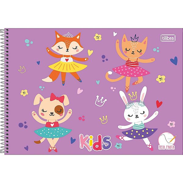 Caderno Espiral Capa Dura Meia Pauta Kids 40 Fls da Tilibra