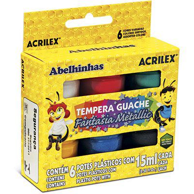 Tinta Guache C/6 Cores 15ml Metallic Acrilex