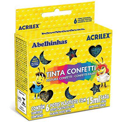 Tinta Confeti 15ml C/6 Cores Acrilex