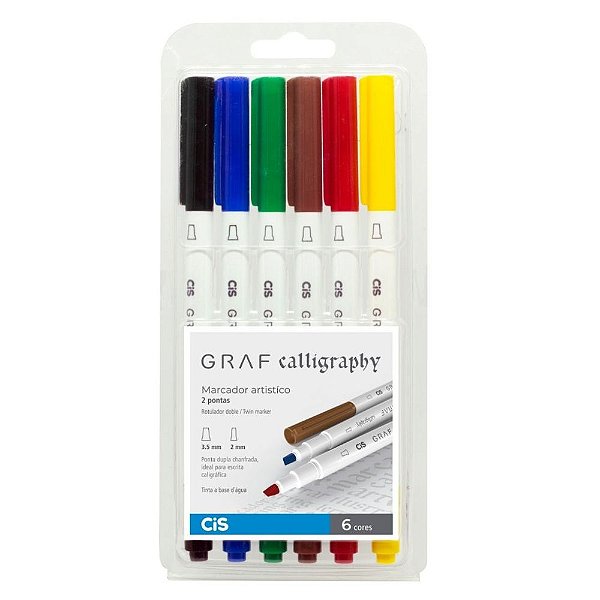 Marcador Artistico Graf Calligraphy Duo Com 6 Cores Cis