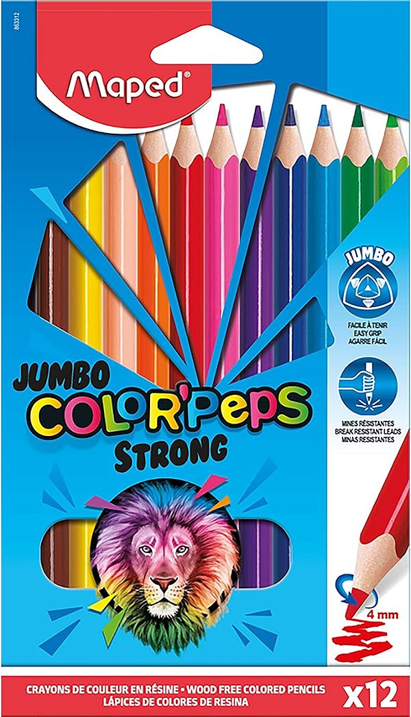 Lapis de Cor 12 Cores Jumbo Strong Color Peps Maped