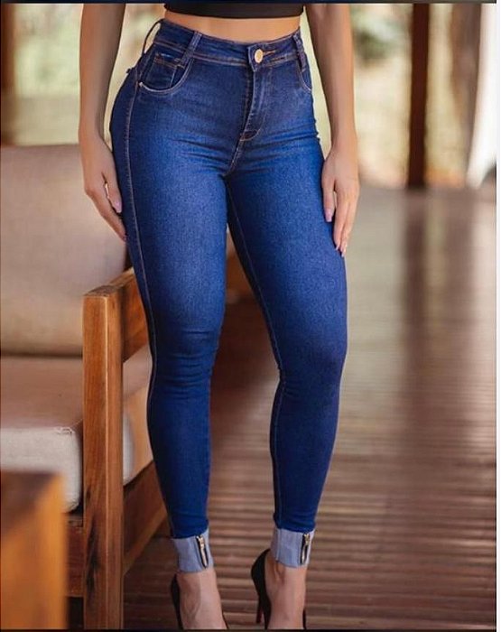 calça jeans feminina com ziper na barra