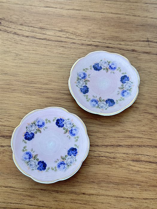 Pratinho Porta Joias • Blue Flowers kit • Par