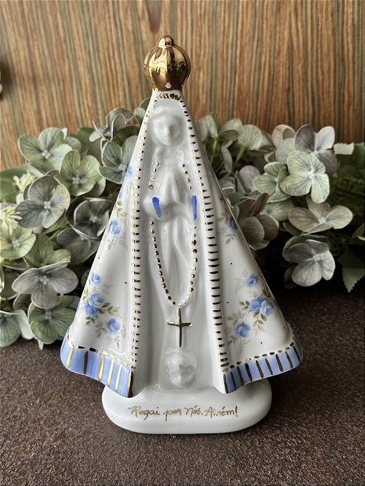 Escultura Nossa Senhora Manto Rosas