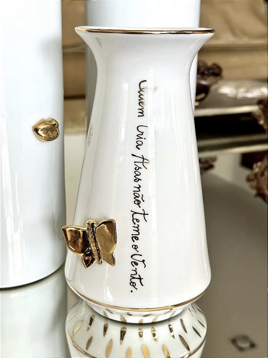 Vaso Gaia Borboleta Ouro
