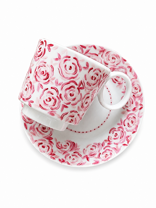 Xícara e Pires Rosas