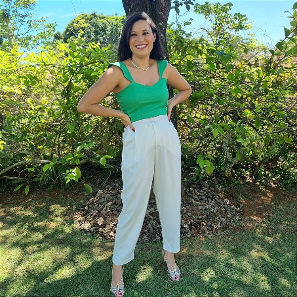 Top Cropped com lastex - Cropped Luana Verde