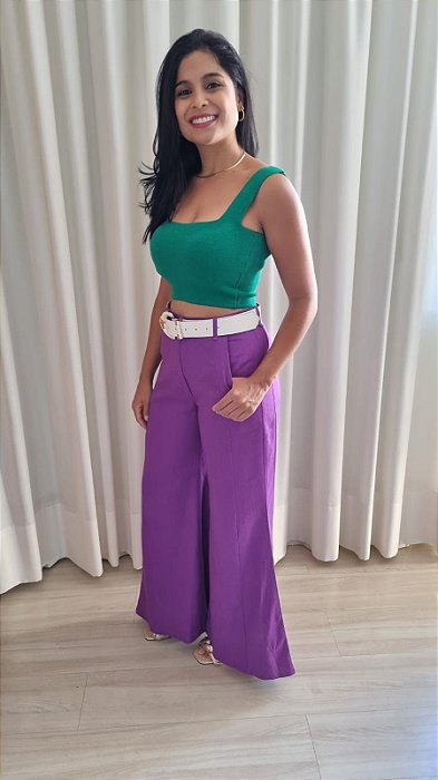 Top Cropped Tricot  Modal com decote quadrado - Cropped Cris