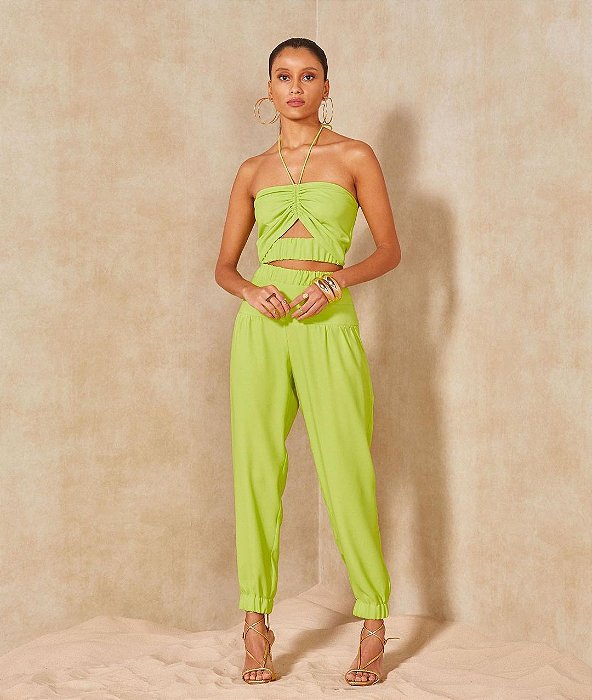 Conjunto de cropped e calça jogger - Conjunto Liana