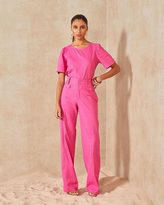 Conjunto Pink Blusa e Calça - Conjunto Isabela