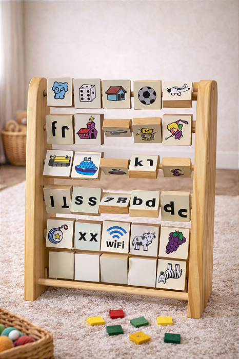 Ábaco com Letras e Imagens – Aprendizado Completo e Divertido
