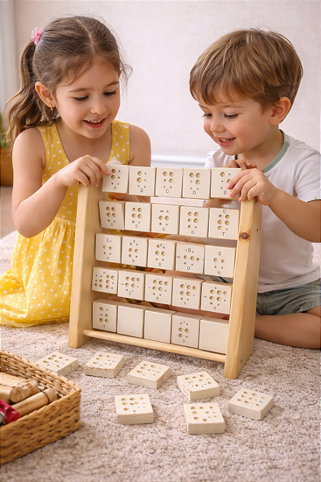 Ábaco com Letras em Braille – Aprendizado Inclusivo e Acessível