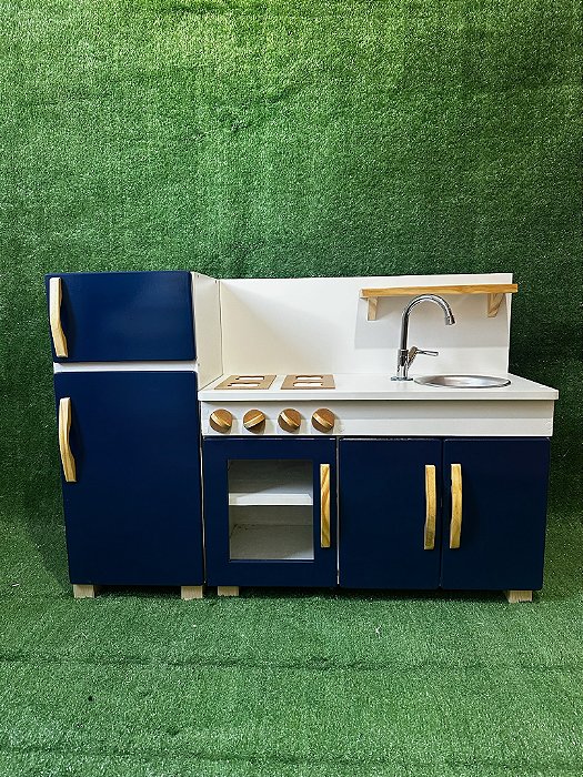 Mini Cozinha com Geladeira Berçario Azul