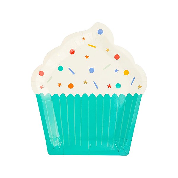 Prato de Papel Cupcake de Aniversário em Forma