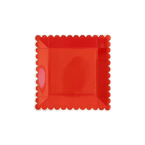 Prato "Believe" Vermelho/Branco com Borda