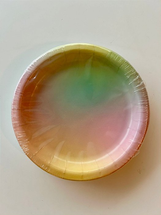Pratos Temáticos com 18cm Tie Die candy colors