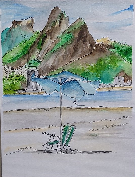 Aquarela Praia de Ipanema