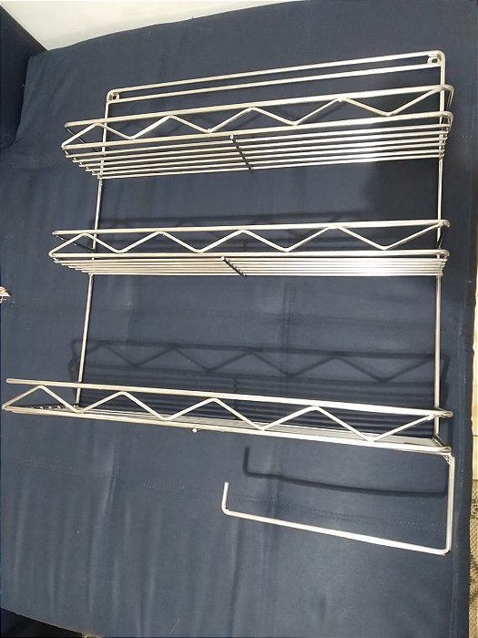 Porta Tempero Treliça Cromado com 3 cestos